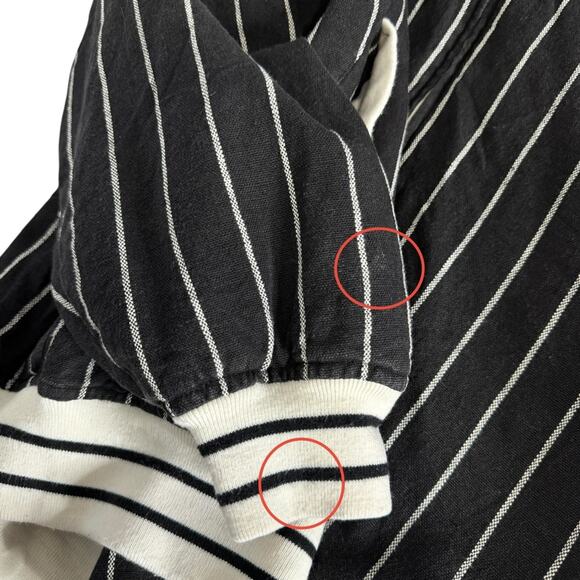 Vintage Raw Blue Full Zip Linen Blend Pin Striped Sport Varsity Jacket Mens 3XL - Picture 9 of 11